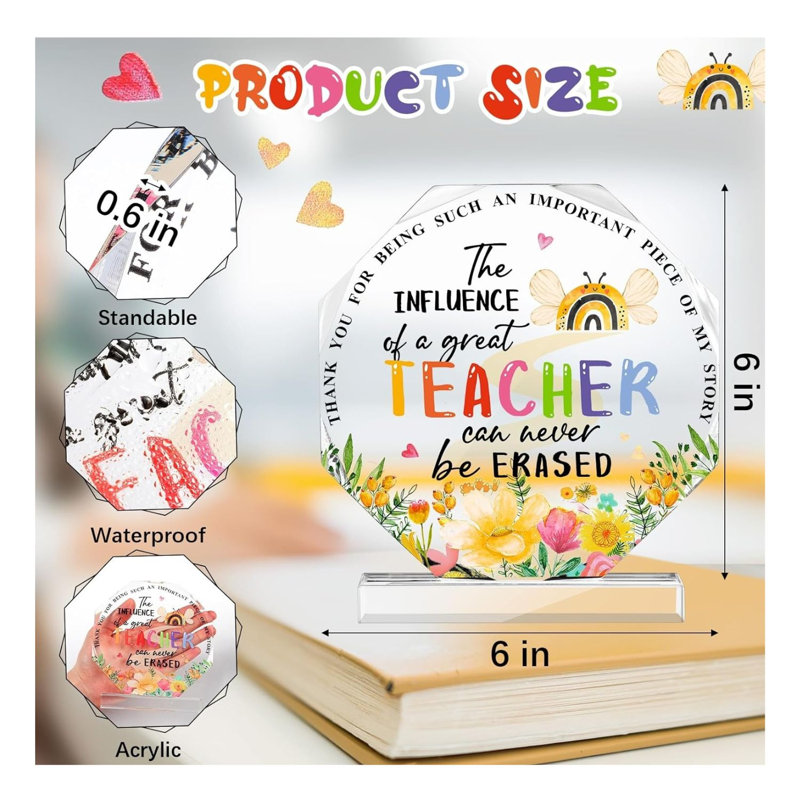 Great Teacher Octagon Crystal Paperweight