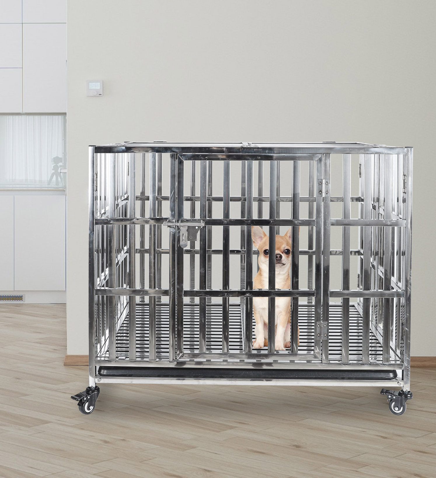 Tucker Murphy Pet™ Stackable Stainless Steel Dog Crate Heavy Duty Pet