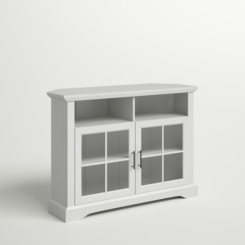 Meuble télé de coin pour téléviseur de 50 po ou moins Halley, Blanc brossé
