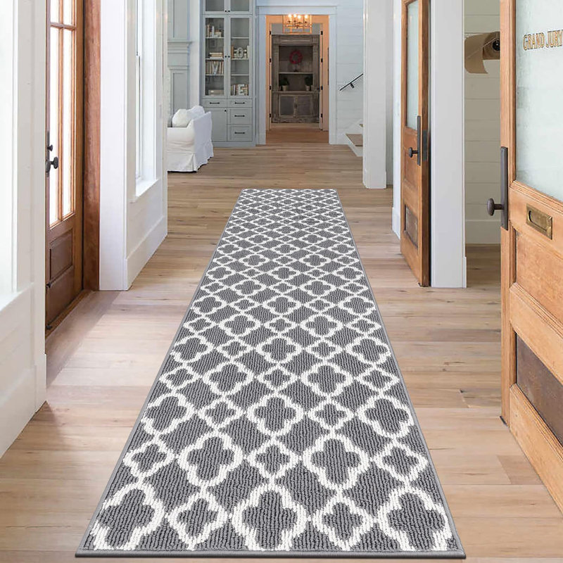 Washable Non Slip Soft Kitchen Runner Rug, Gray, Runner 2' x 10'