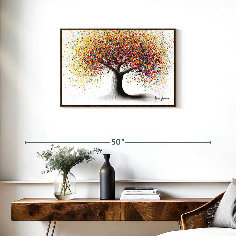 Rainbow Soul Tree, Cadre flottant noyer, 31 po x 21 po