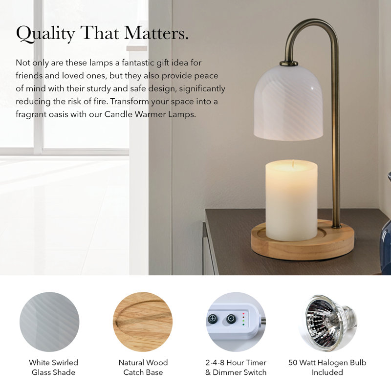 Alcott Candlewarmer Lamp with Timer - Dimmable Wax Melt Heater, 3 Lighting Modes & Auto Shutoff