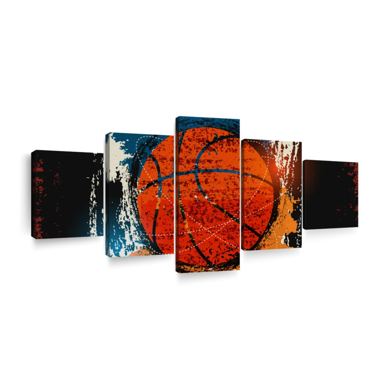 Impression sur toile de basketball grunge, H 24 po x l 55 po x P 1,25 po