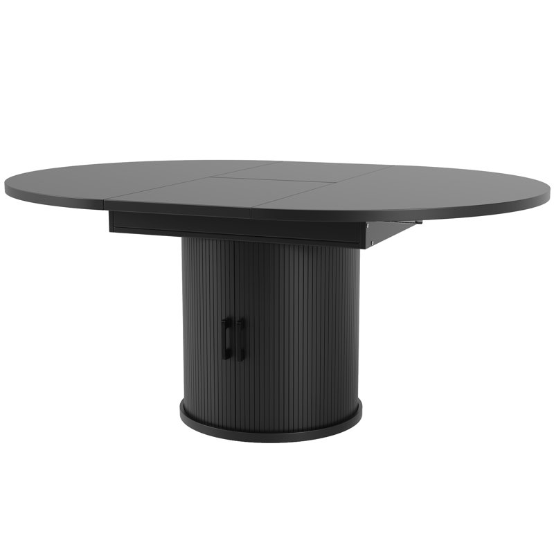 Extendable Round Dining Table, Black