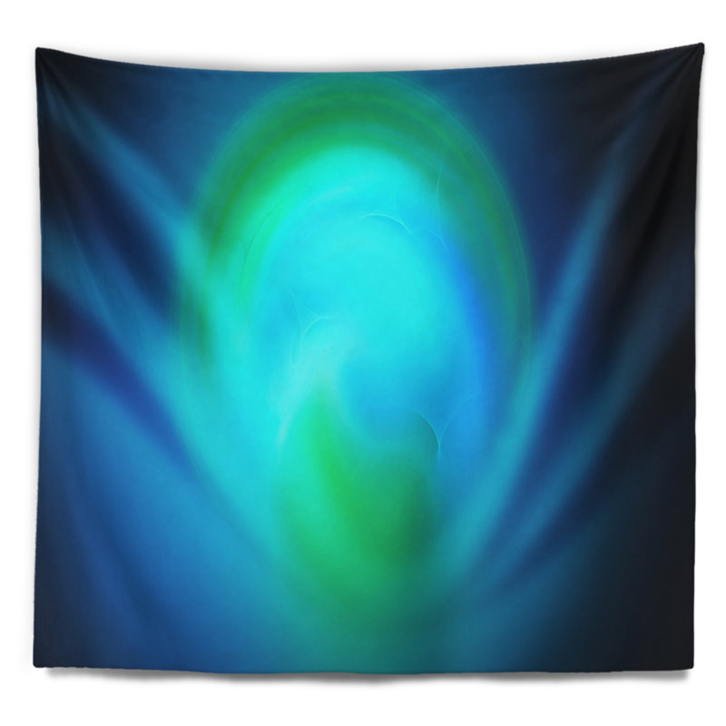 Sphère misty bleu abstrait sur tapisserie noir, H 50 po x l 60 po
