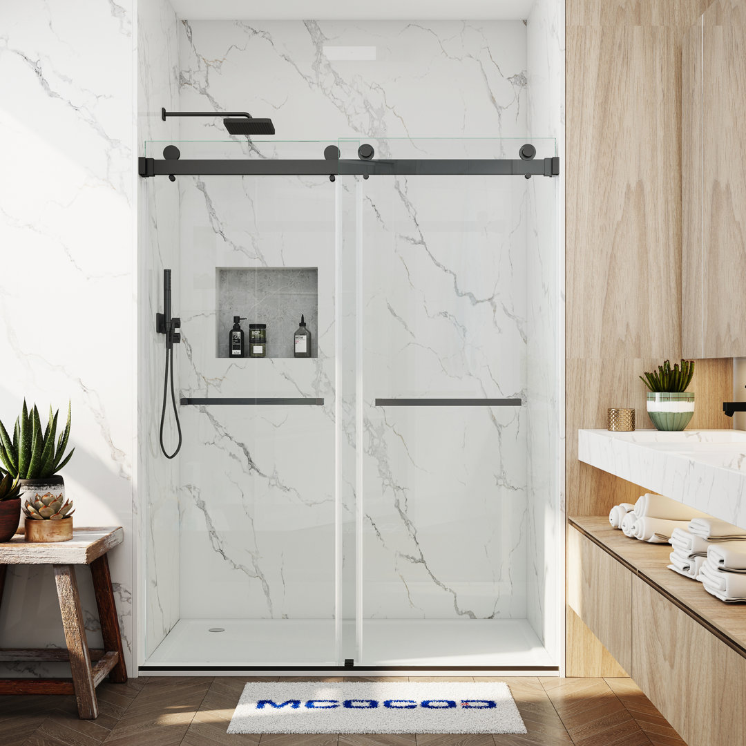 Opal Mirage MCOCOD 56-60" W x 76" H Double Sliding Frameless Smooth Sliding Shower Door with 3/8" (10mm)Clear Glass MCOCOD 