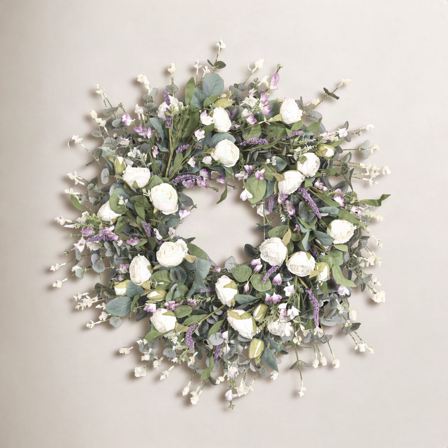 28" Handcrafted Eucalyptus Rose No Holiday Wreath