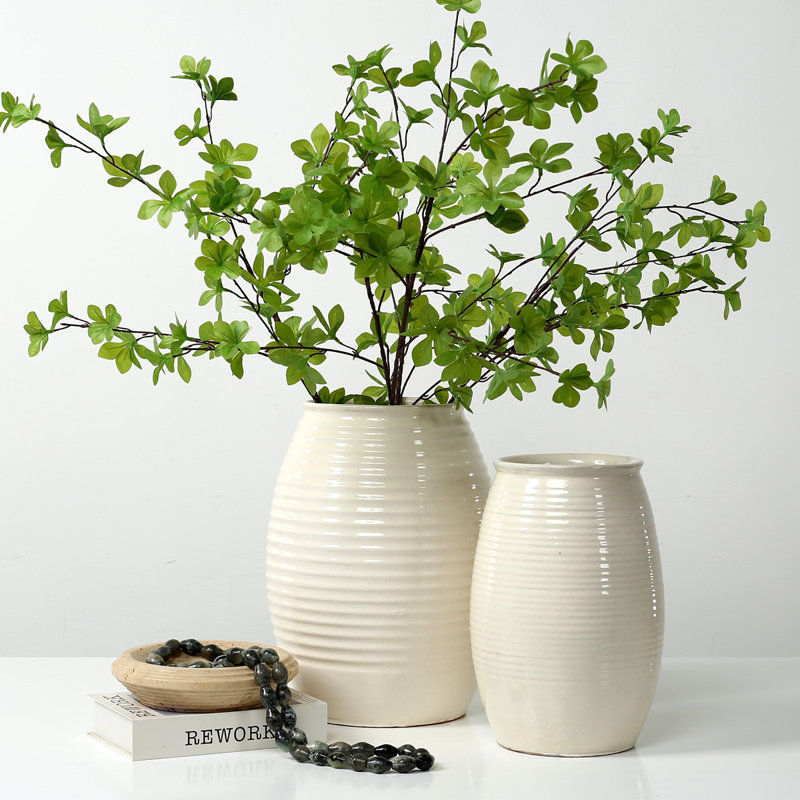 Approx. 12 Inches High Off White Ceramic Coil Pot, 12" H x 8.3" W x 8.3" D
