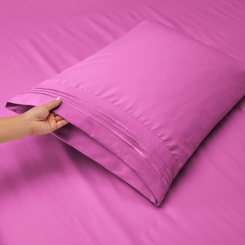  Ensemble de draps double brossé de luxe pour hôtel avec draps et taies d'oreiller très doux, Mauve orchidée radiant