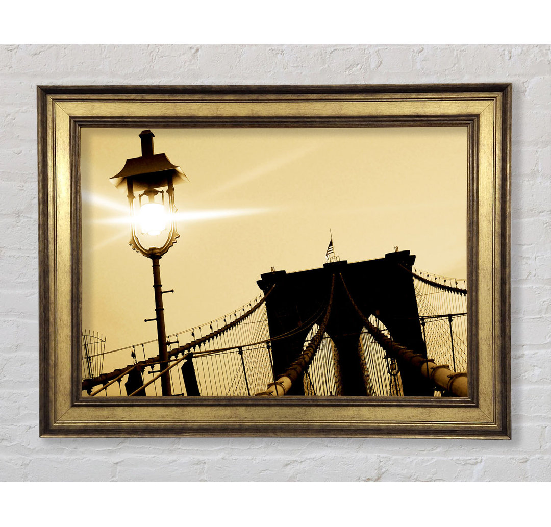 Brooklyn Bridge Street Light Retro - Einzelner Bilderrahmen Kunstdrucke