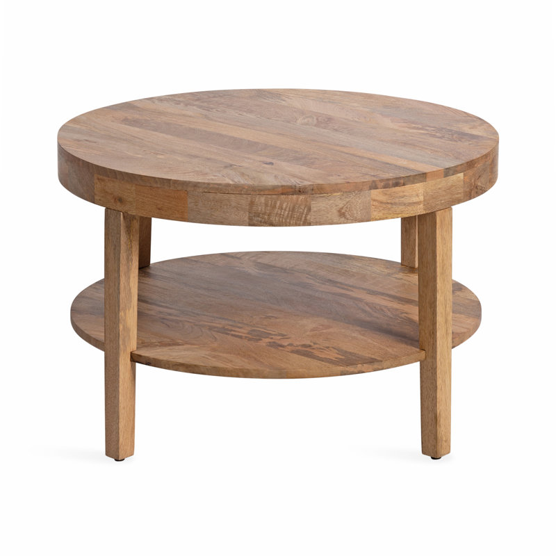 Ardentown Talcott Tiered Round Mango Wood Coffee Table, Tan