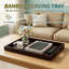 Dark Brown Bamboo Serving Tray with Handles, Set of 2 Nesting Trays