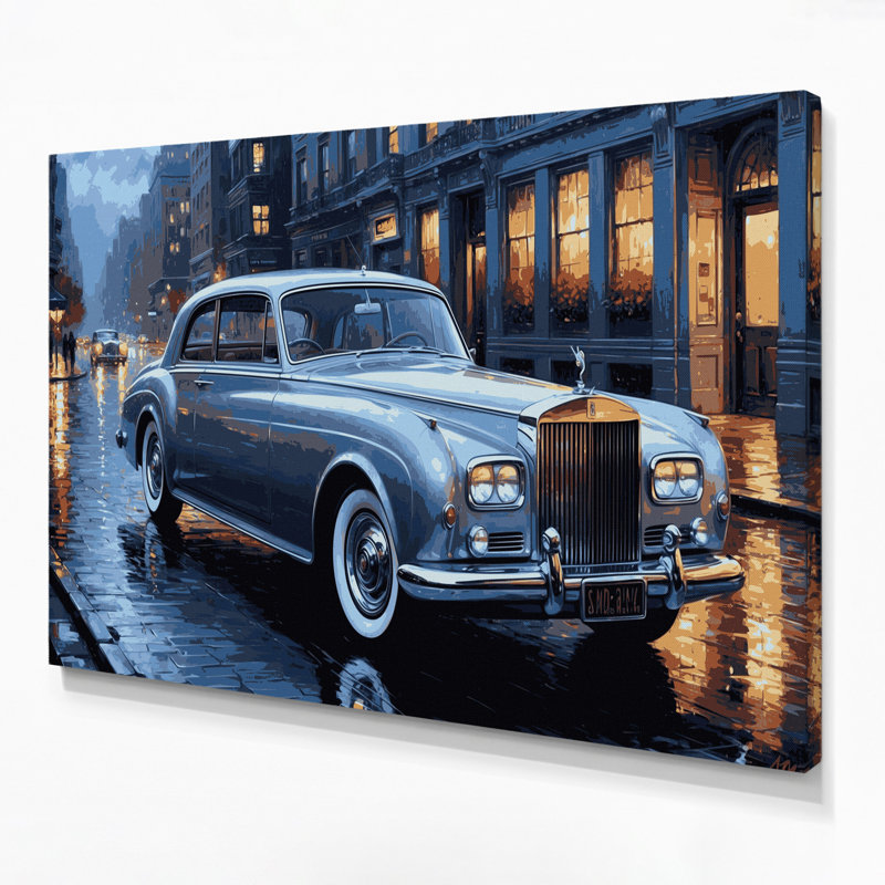 Transport, voitures de luxe classiques, art mural sur toile grise, H 16 po x l 20 po