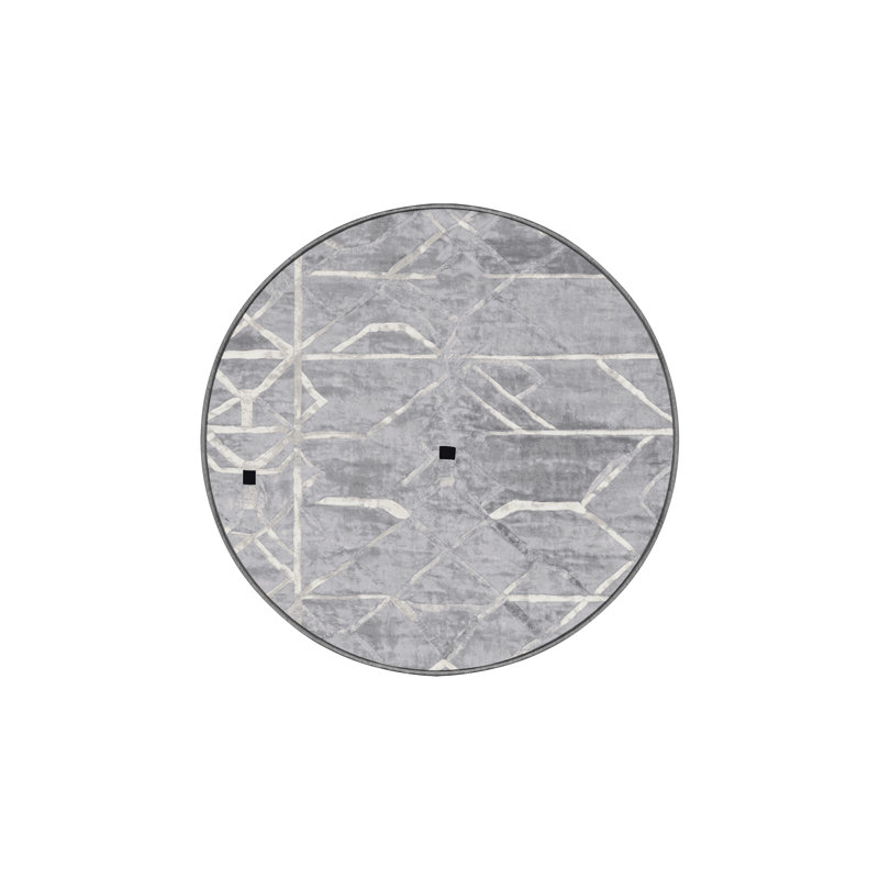 Tapis gris lavable à la machine, Rond 4 pi