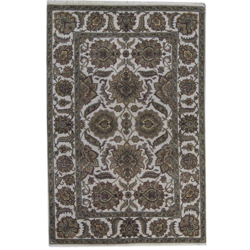 Tapis ivoire de haute qualité noué à la main Trinity