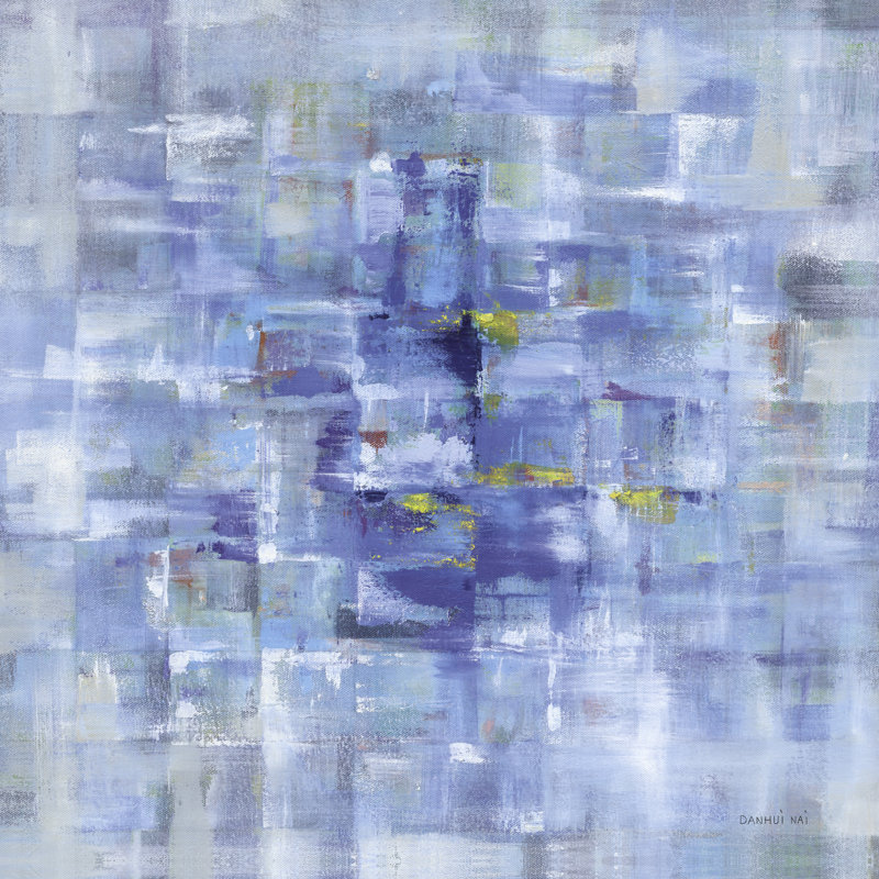 Contemporain carré, cubes, bleu, abstrait, bleu, bleu clair, cyan, H 16 po x l 24 po x P 1,5 po