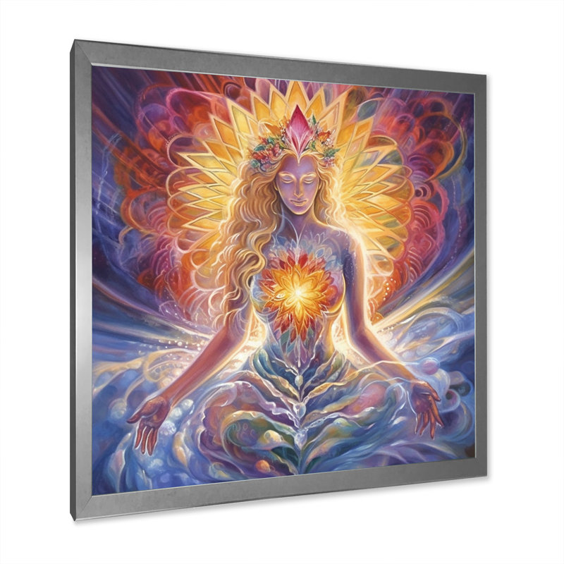 " Divine Goddess Incantations I ", 30" H x 30" W x 1" D, Silver Single Picture Framed