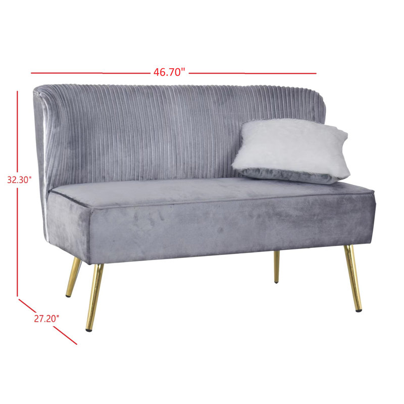 Maleka Loveseat, Silver Gray, 32.3" H x 46.7" W x 27.2" D