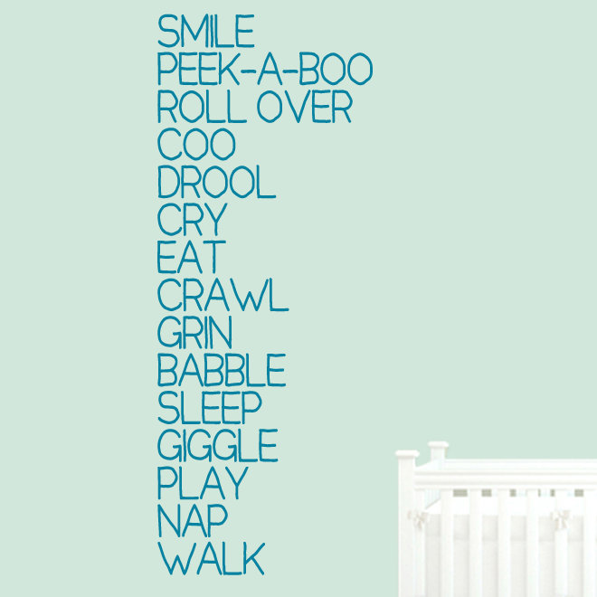 Décalcomanie murale « baby words », Bleu sarcelle