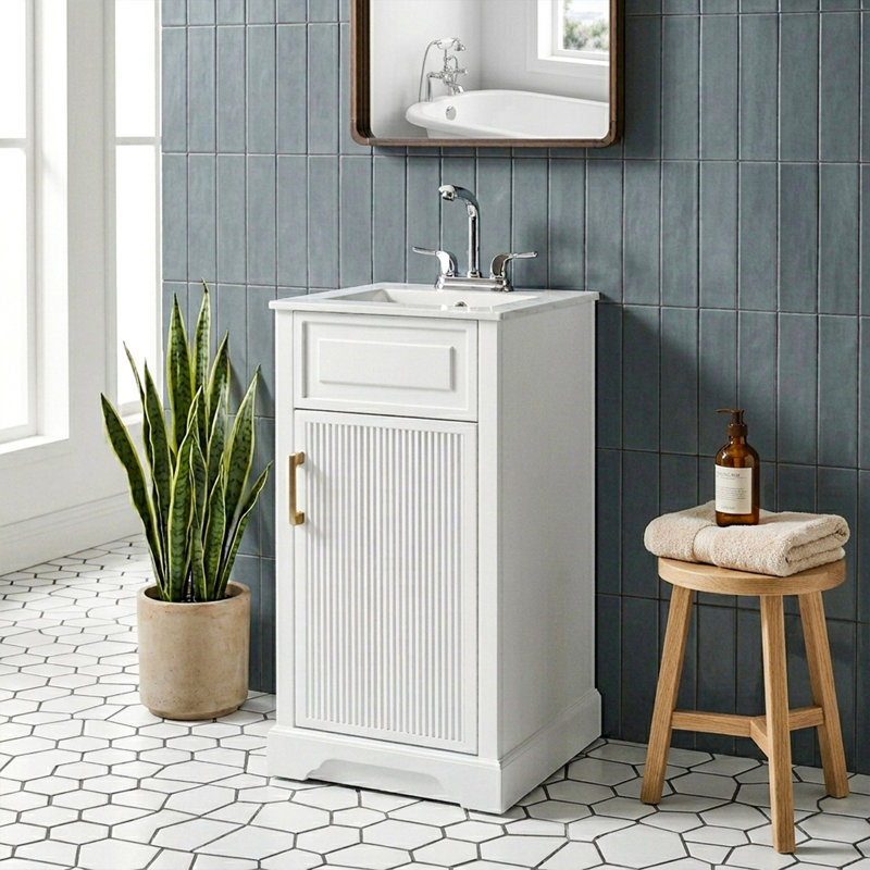 18" Single Bathroom Vanity with Ceramic Top