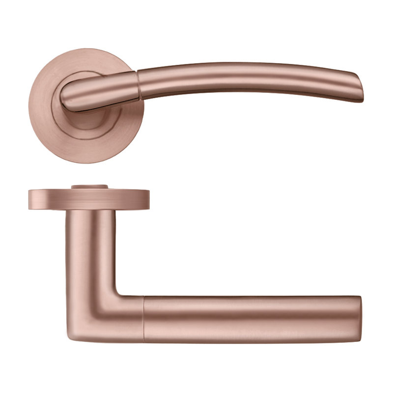 Olympus Latch Door Handle, Tuscan Rose Gold