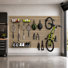 Système de rangement pour garage en PVC, panneaux à lattes de 2,44 m x 1,22 m, avec ensemble de 29 accessoires pour équipements sportifs
