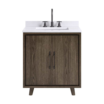 TileBar Studio Vanities Setton Single Vanity with White Quartz Top