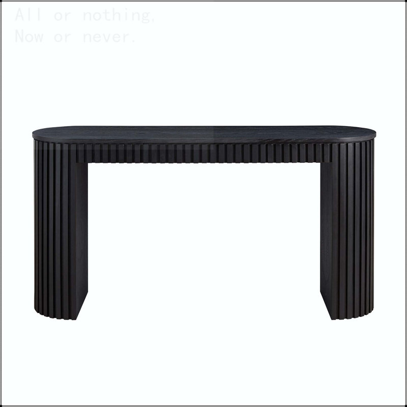 Console courbée avec tiroir et rayures verticales, Noir
