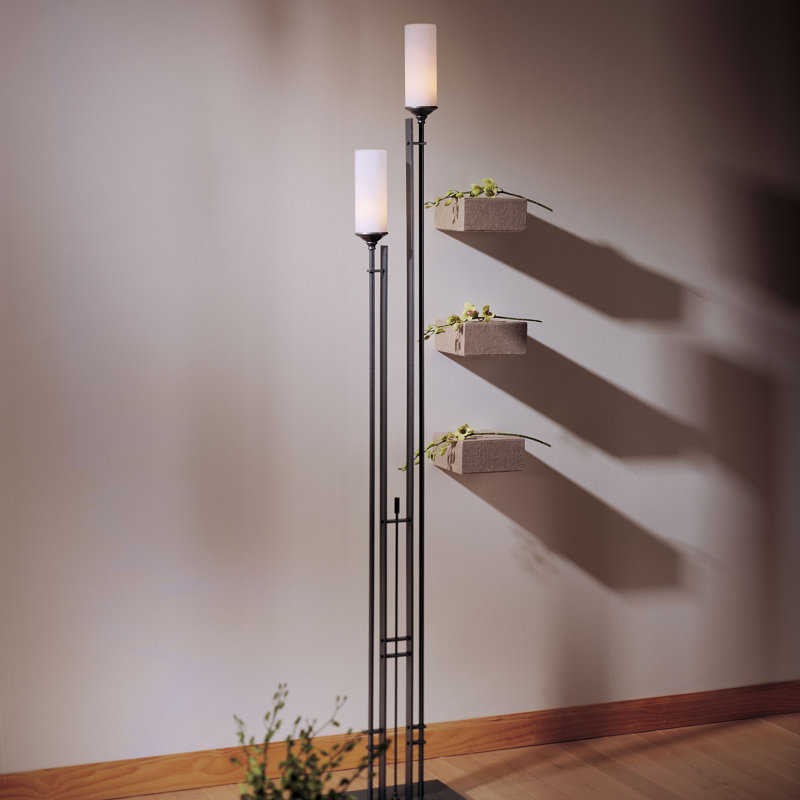 Lampe sur pied 75 po Metra, Fer naturel, Opale