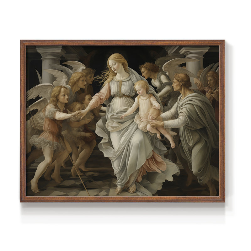 Angels From Above-Lxxxv - Reproduction encadrée - Restickable, H 11 po x l 14 po, Cadre noyer