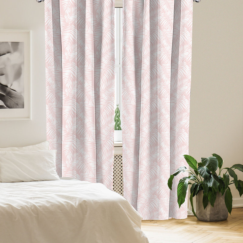 Semi Sheer Curtain Pair, Rose/White, 56" W x 84" L