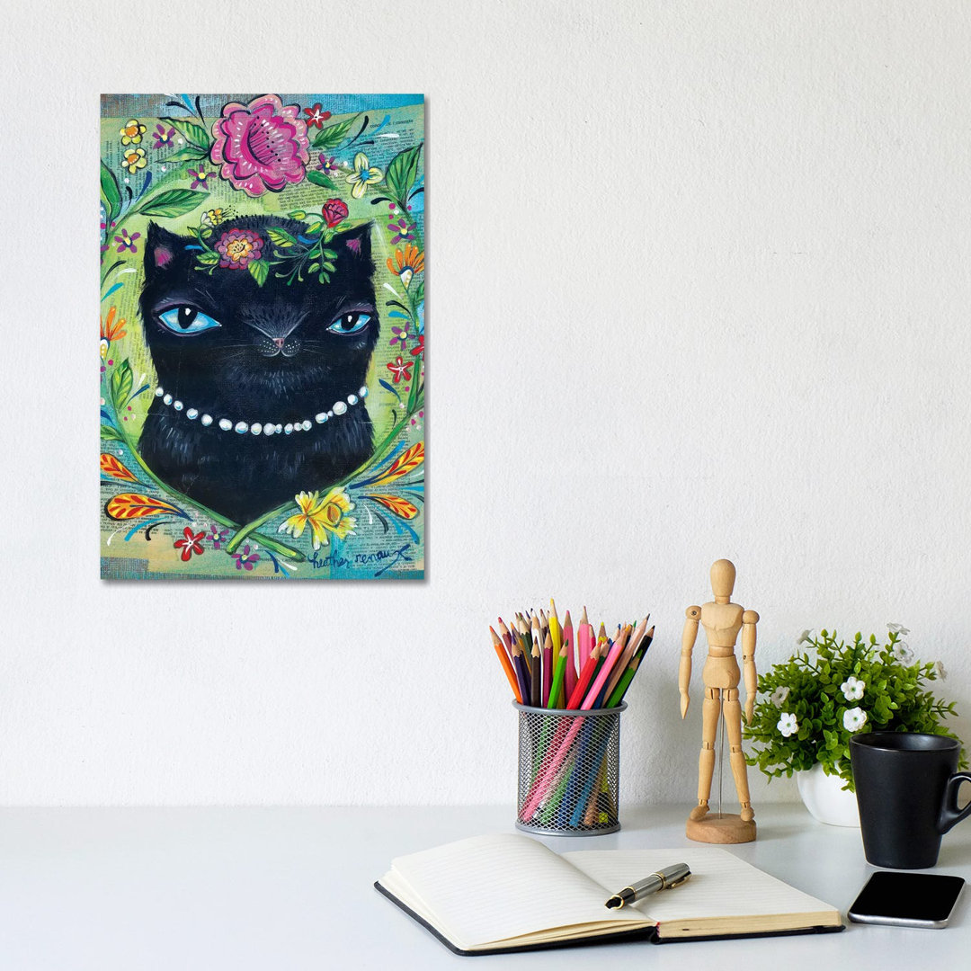 Black Kitty von Heather Renaux - Galerie-verpackte Leinwand Giclée