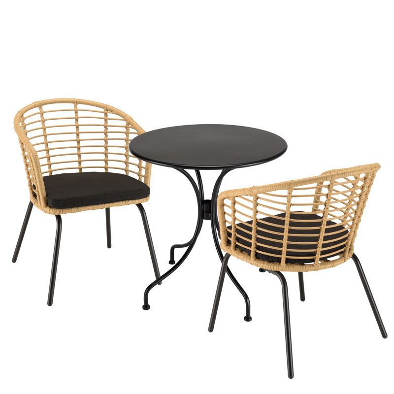 Analeshia 2 - Person Patio Dining Set with Round Table , Cushions Included