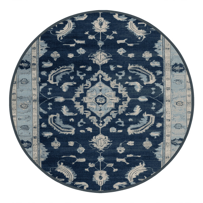 Tapis gris lavable à la machine, Rond 8 pi