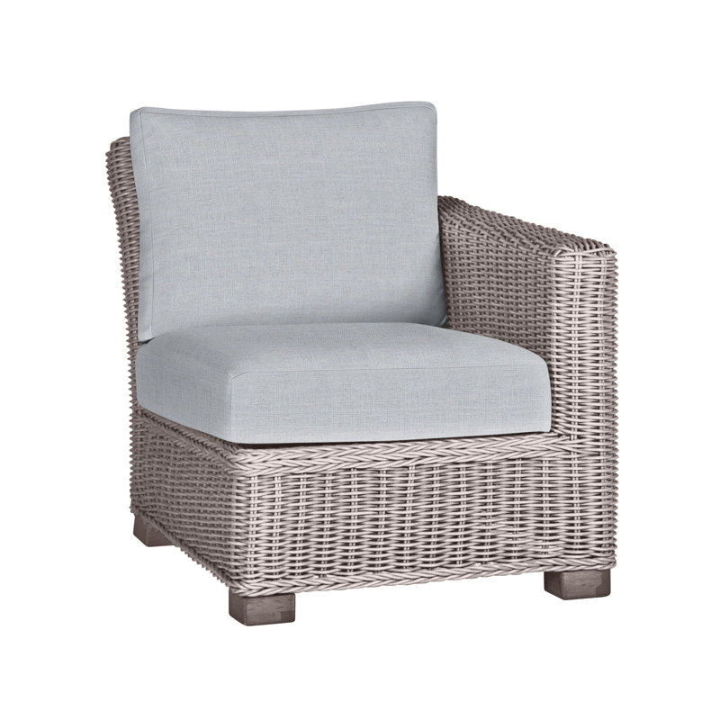 Rustic Patio Lounge Chair with Cushions, No Welt, Oyster, Linen Chambray