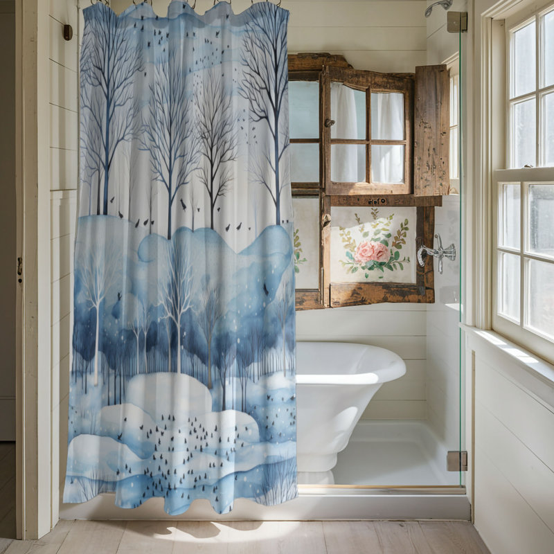 Paint Winter - Rideau de douche Premium, H 74 po x l 71 po