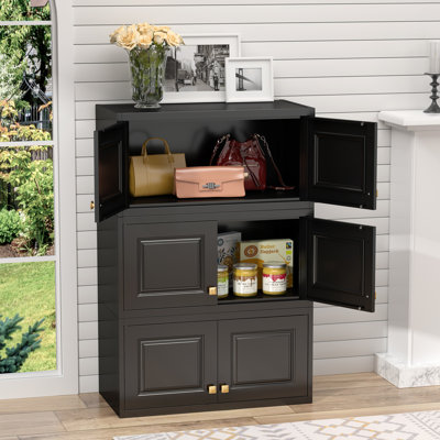 Metal Wall Cabinet, Upper Cabinet for Wardrobe, Small Top Storage Cabinet for Bedroom, Living Room, Black, 18" D x 32" W x1 5" H