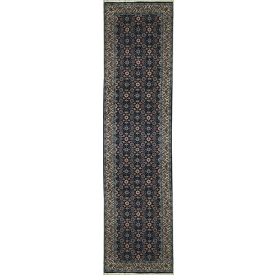 Chemin de table noir et beige noué à la main de haute qualité