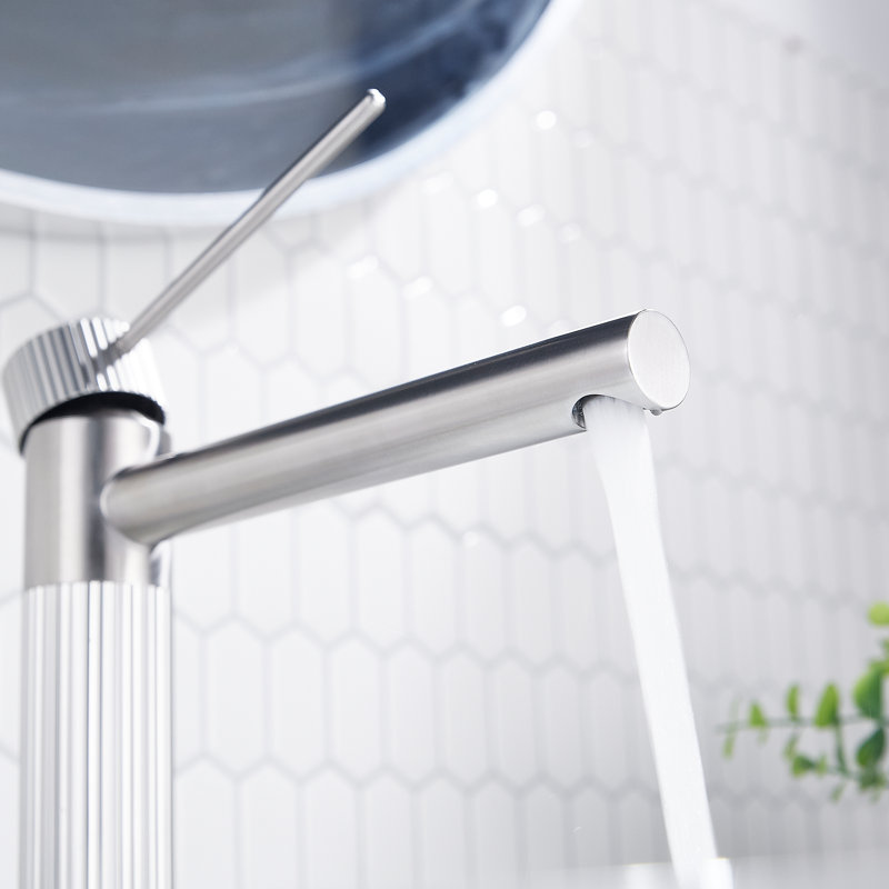 Vessel Sink Faucet Single-handle Bathroom Faucet with Drain Assembly, Brushed Nickel