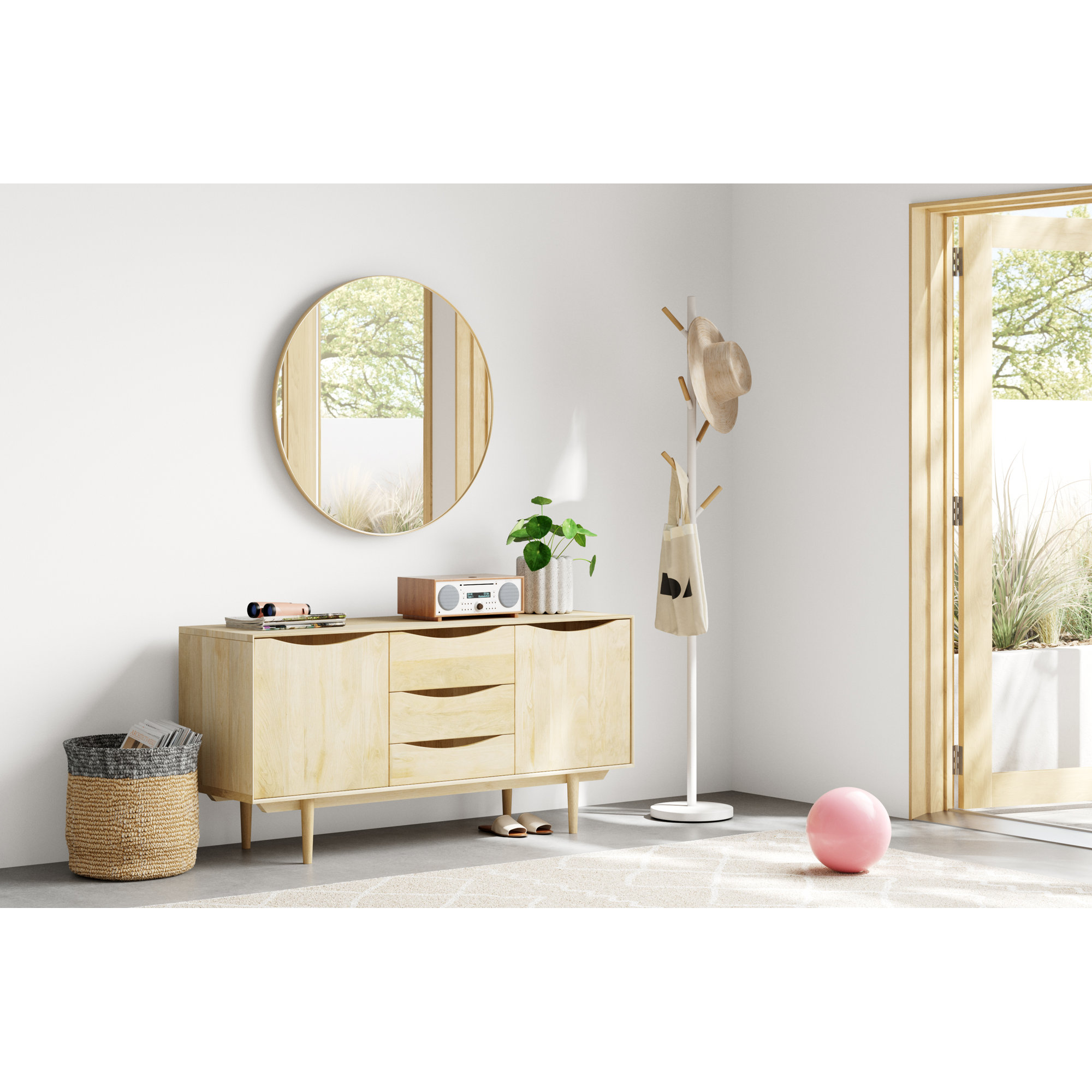 Eaton Round Mirror, 30" x 30", Gold