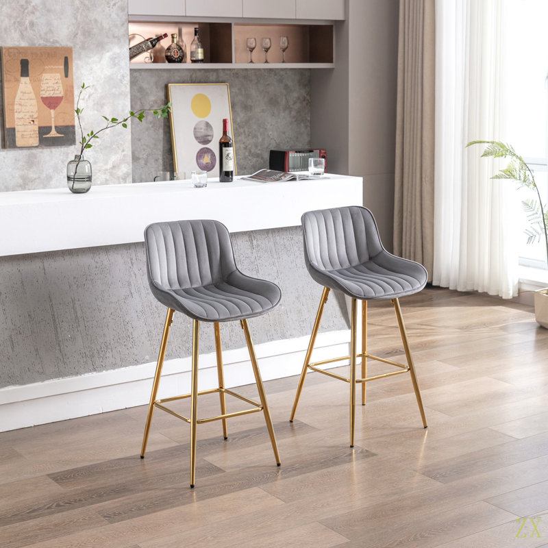 Ensemble de 30 tabourets de bar de 30 po avec tabouret de comptoir en velours chromé, Grey, Bar Stool (30" Seat Height)