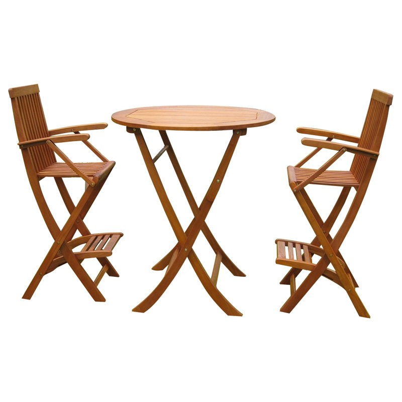 Etinosa 2 - Person Wood Patio Dining Set with Round Table