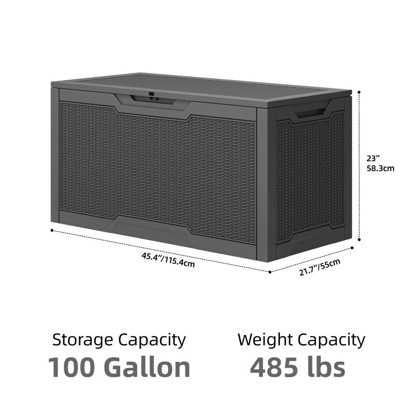 Balconera 100 Gallons Lockable Resin Deck Box, Gray