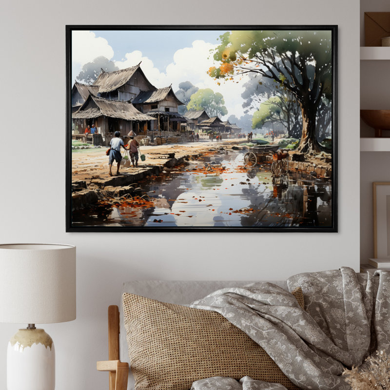 Marché vietnamien I, Cadre flottant noir, H 34 po x l 44 po x P 1,5 po