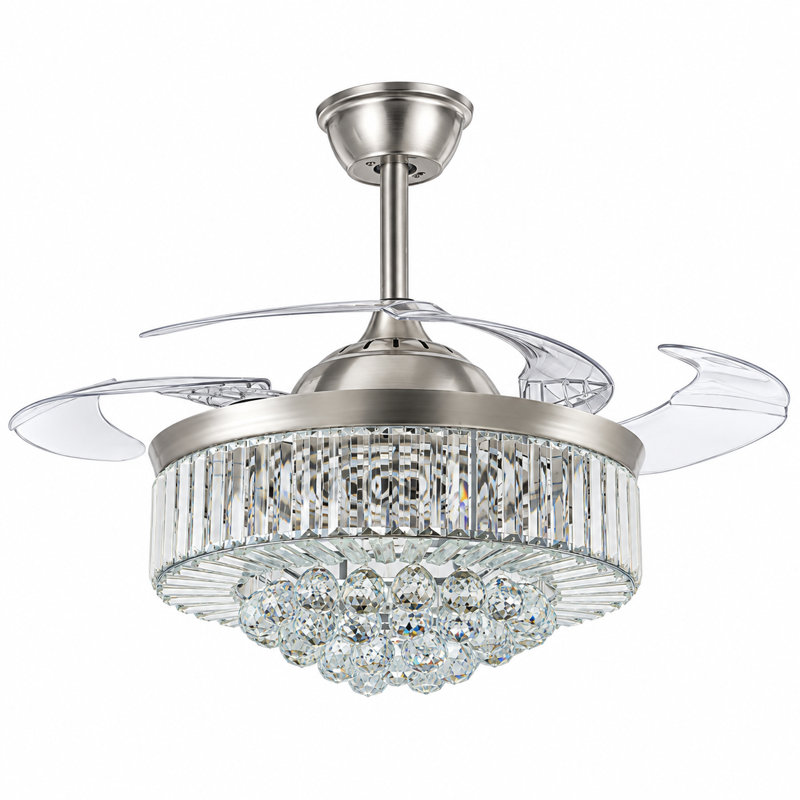 Jadarien Ceiling Fan with LED Lights, Silver