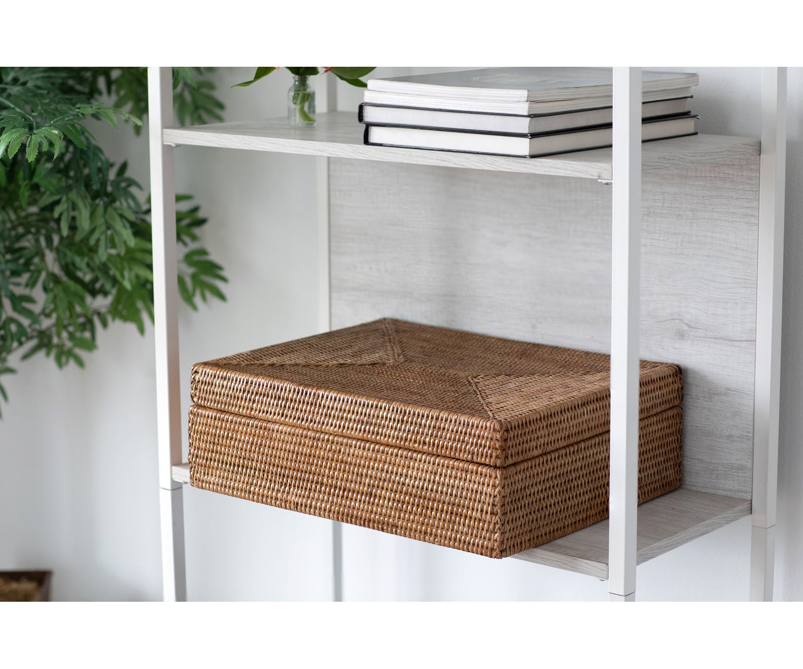 Handwoven Rattan Storage Basket, Honey Brown