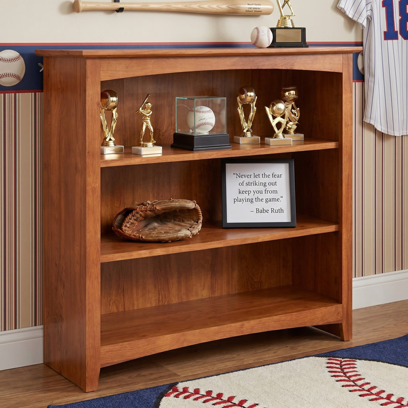 Malani 36" H Solid Wood Classic Bookcase, Golden Pecan, (3 Shelves) 36"H x 37.75"W x 12.875"D