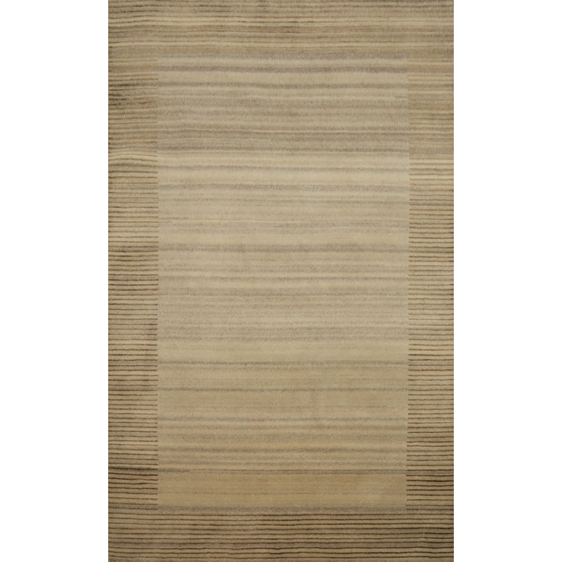 Subtle Elegance: Gradient Striped Nepalese Rug 4x6