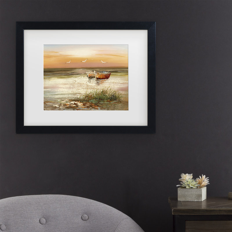 «Florida Sunset», peinture sur toile, H 11 po x l 14 po x p 0,5 po, Cadre noir