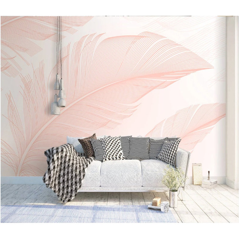 Papier peint amovible à motif de feuilles de bananier rose, L 105,96 po x l 187 po